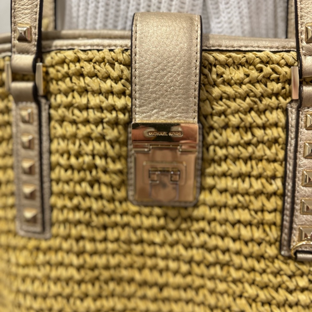 Michael Kors Gold Tote Bag with Metallic Handles - Picture 11 of 11